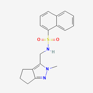 molecular formula C18H19N3O2S B2736372 N-((2-methyl-2,4,5,6-tetrahydrocyclopenta[c]pyrazol-3-yl)methyl)naphthalene-1-sulfonamide CAS No. 2034454-64-1