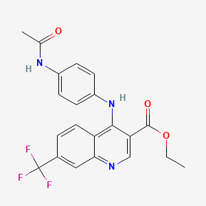molecular formula C21H18F3N3O3 B2736388 ETHYL 4-[(4-ACETAMIDOPHENYL)AMINO]-7-(TRIFLUOROMETHYL)QUINOLINE-3-CARBOXYLATE CAS No. 881941-55-5