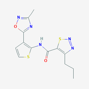 molecular formula C13H13N5O2S2 B2736406 N-(3-(3-methyl-1,2,4-oxadiazol-5-yl)thiophen-2-yl)-4-propyl-1,2,3-thiadiazole-5-carboxamide CAS No. 2034615-43-3