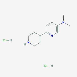 molecular formula C12H21Cl2N3 B2736408 N,N-Dimethyl-6-piperidin-4-ylpyridin-3-amine dihydrochloride CAS No. 1256789-17-9