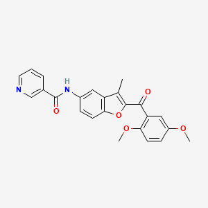 molecular formula C24H20N2O5 B2736423 N-{2-[(2,5-dimethoxyphenyl)carbonyl]-3-methyl-1-benzofuran-5-yl}pyridine-3-carboxamide CAS No. 929372-46-3