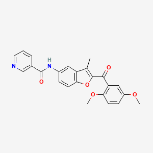 B2736423 N-{2-[(2,5-dimethoxyphenyl)carbonyl]-3-methyl-1-benzofuran-5-yl}pyridine-3-carboxamide CAS No. 929372-46-3