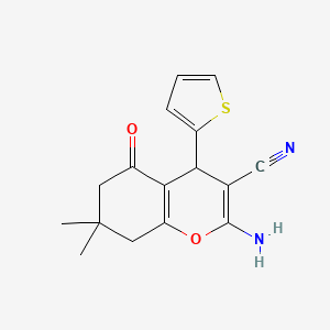 2-amino-7,7-dimethyl-5-oxo-4-(thiophen-2-yl)-5,6,7,8-tetrahydro-4H-chromene-3-carbonitrile