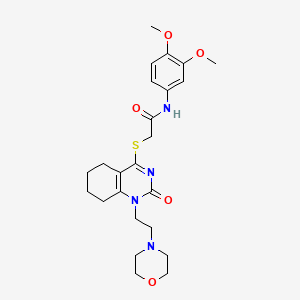 N-(3,4-dimethoxyphenyl)-2-((1-(2-morpholinoethyl)-2-oxo-1,2,5,6,7,8-hexahydroquinazolin-4-yl)thio)acetamide