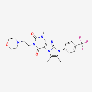 molecular formula C23H25F3N6O3 B2736449 1,6,7-trimethyl-3-(2-morpholinoethyl)-8-(4-(trifluoromethyl)phenyl)-1H-imidazo[2,1-f]purine-2,4(3H,8H)-dione CAS No. 899988-10-4