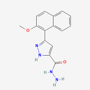 molecular formula C15H14N4O2 B2736458 3-(2-methoxynaphthalen-1-yl)-1H-pyrazole-5-carbohydrazide CAS No. 306754-99-4