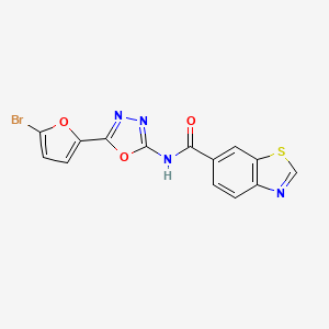 molecular formula C14H7BrN4O3S B2736545 N-[5-(5-bromofuran-2-yl)-1,3,4-oxadiazol-2-yl]-1,3-benzothiazole-6-carboxamide CAS No. 1171567-06-8