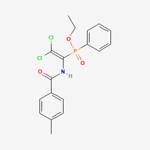 molecular formula C18H18Cl2NO3P B2736569 Ethyl (2,2-dichloro-1-(4-methylbenzamido)vinyl)(phenyl)phosphinate CAS No. 64950-21-6