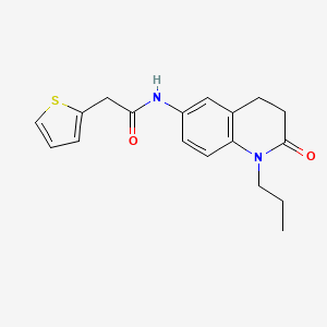 molecular formula C18H20N2O2S B2736583 N-(2-oxo-1-propyl-1,2,3,4-tetrahydroquinolin-6-yl)-2-(thiophen-2-yl)acetamide CAS No. 941905-08-4