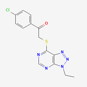 molecular formula C14H12ClN5OS B2736637 1-(4-chlorophenyl)-2-((3-ethyl-3H-[1,2,3]triazolo[4,5-d]pyrimidin-7-yl)thio)ethanone CAS No. 1058496-60-8