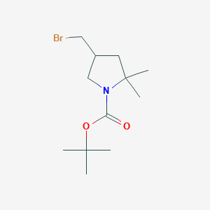 molecular formula C12H22BrNO2 B2736644 Tert-butyl 4-(bromomethyl)-2,2-dimethylpyrrolidine-1-carboxylate CAS No. 2411246-10-9