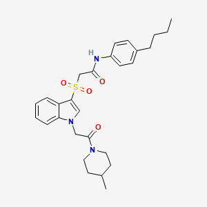molecular formula C28H35N3O4S B2736646 N-(4-butylphenyl)-2-((1-(2-(4-methylpiperidin-1-yl)-2-oxoethyl)-1H-indol-3-yl)sulfonyl)acetamide CAS No. 878059-37-1