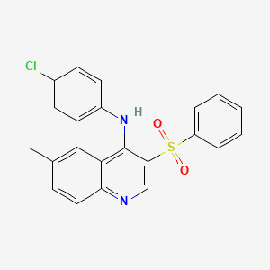 molecular formula C22H17ClN2O2S B2736648 3-(benzenesulfonyl)-N-(4-chlorophenyl)-6-methylquinolin-4-amine CAS No. 899356-33-3