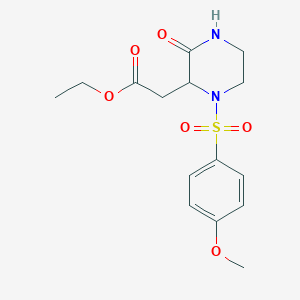 molecular formula C15H20N2O6S B2736660 Ethyl 2-{1-[(4-methoxyphenyl)sulfonyl]-3-oxo-2-piperazinyl}acetate CAS No. 318469-58-8