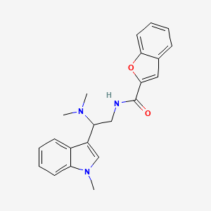 molecular formula C22H23N3O2 B2736691 N-(2-(dimethylamino)-2-(1-methyl-1H-indol-3-yl)ethyl)benzofuran-2-carboxamide CAS No. 1421584-75-9
