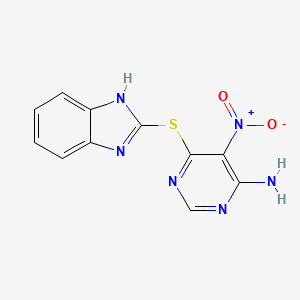 molecular formula C11H8N6O2S B2736773 6-(1H-1,3-benzodiazol-2-ylsulfanyl)-5-nitropyrimidin-4-amine CAS No. 450346-40-4
