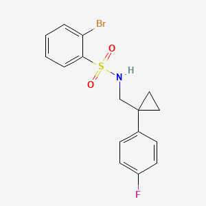 molecular formula C16H15BrFNO2S B2736774 2-bromo-N-((1-(4-fluorophenyl)cyclopropyl)methyl)benzenesulfonamide CAS No. 1049462-52-3