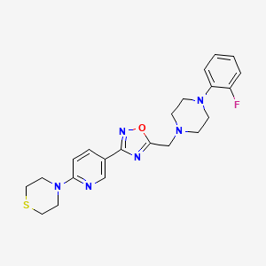 molecular formula C22H25FN6OS B2736835 5-((4-(2-Fluorophenyl)piperazin-1-yl)methyl)-3-(6-thiomorpholinopyridin-3-yl)-1,2,4-oxadiazole CAS No. 1251696-17-9