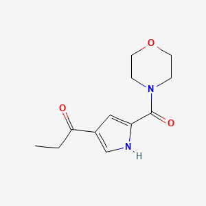 molecular formula C12H16N2O3 B2736859 1-[5-(morpholine-4-carbonyl)-1H-pyrrol-3-yl]propan-1-one CAS No. 303995-86-0