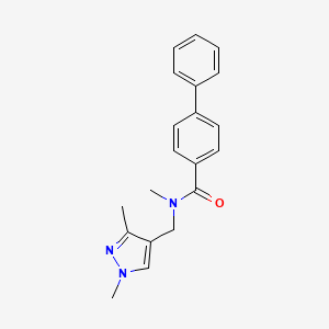 molecular formula C20H21N3O B2736862 N-((1,3-dimethyl-1H-pyrazol-4-yl)methyl)-N-methyl-[1,1'-biphenyl]-4-carboxamide CAS No. 942723-48-0