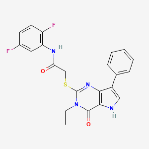 molecular formula C22H18F2N4O2S B2736879 N-(2,5-difluorophenyl)-2-({3-ethyl-4-oxo-7-phenyl-3H,4H,5H-pyrrolo[3,2-d]pyrimidin-2-yl}sulfanyl)acetamide CAS No. 1021256-25-6