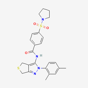 molecular formula C24H26N4O3S2 B2736904 N-(2-(2,4-dimethylphenyl)-4,6-dihydro-2H-thieno[3,4-c]pyrazol-3-yl)-4-(pyrrolidin-1-ylsulfonyl)benzamide CAS No. 396722-99-9