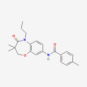 molecular formula C22H26N2O3 B2736906 N-(3,3-dimethyl-4-oxo-5-propyl-2,3,4,5-tetrahydro-1,5-benzoxazepin-8-yl)-4-methylbenzamide CAS No. 921795-45-1
