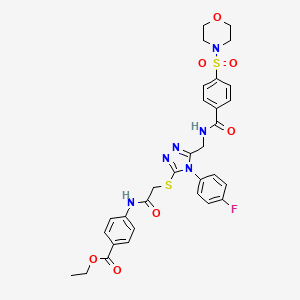 molecular formula C31H31FN6O7S2 B2736936 ethyl 4-(2-((4-(4-fluorophenyl)-5-((4-(morpholinosulfonyl)benzamido)methyl)-4H-1,2,4-triazol-3-yl)thio)acetamido)benzoate CAS No. 310427-54-4