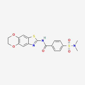 molecular formula C18H17N3O5S2 B2736948 N-(6,7-dihydro-[1,4]dioxino[2,3-f][1,3]benzothiazol-2-yl)-4-(dimethylsulfamoyl)benzamide CAS No. 892856-11-0