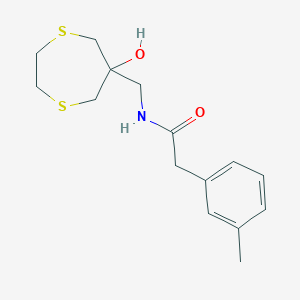 molecular formula C15H21NO2S2 B2736964 N-[(6-hydroxy-1,4-dithiepan-6-yl)methyl]-2-(3-methylphenyl)acetamide CAS No. 2415585-46-3