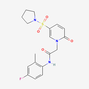 molecular formula C18H20FN3O4S B2736986 N-(4-fluoro-2-methylphenyl)-2-[2-oxo-5-(pyrrolidine-1-sulfonyl)-1,2-dihydropyridin-1-yl]acetamide CAS No. 1251608-13-5