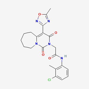 molecular formula C21H22ClN5O4 B2737025 N-(3-chloro-2-methylphenyl)-2-[4-(5-methyl-1,2,4-oxadiazol-3-yl)-1,3-dioxo-1H,2H,3H,5H,6H,7H,8H,9H-pyrimido[1,6-a]azepin-2-yl]acetamide CAS No. 1775403-86-5