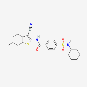 molecular formula C25H31N3O3S2 B2737027 N-(3-cyano-6-methyl-4,5,6,7-tetrahydro-1-benzothiophen-2-yl)-4-[cyclohexyl(ethyl)sulfamoyl]benzamide CAS No. 919855-95-1