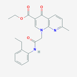 molecular formula C22H23N3O4 B2737065 ethyl 1-{[(2-ethylphenyl)carbamoyl]methyl}-7-methyl-4-oxo-1,4-dihydro-1,8-naphthyridine-3-carboxylate CAS No. 932456-95-6