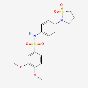 molecular formula C17H20N2O6S2 B2737082 N-(4-(1,1-dioxidoisothiazolidin-2-yl)phenyl)-3,4-dimethoxybenzenesulfonamide CAS No. 932363-49-0