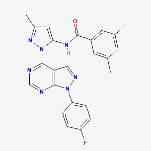 molecular formula C24H20FN7O B2737095 N-{1-[1-(4-fluorophenyl)-1H-pyrazolo[3,4-d]pyrimidin-4-yl]-3-methyl-1H-pyrazol-5-yl}-3,5-dimethylbenzamide CAS No. 1007061-76-8