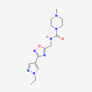molecular formula C14H21N7O2 B2737120 N-((3-(1-ethyl-1H-pyrazol-4-yl)-1,2,4-oxadiazol-5-yl)methyl)-4-methylpiperazine-1-carboxamide CAS No. 2097889-99-9