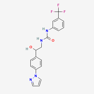 molecular formula C19H17F3N4O2 B2737129 1-{2-hydroxy-2-[4-(1H-pyrazol-1-yl)phenyl]ethyl}-3-[3-(trifluoromethyl)phenyl]urea CAS No. 2415454-04-3