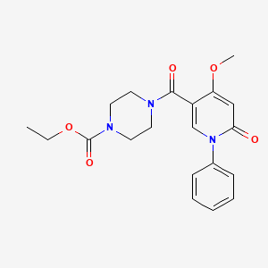 molecular formula C20H23N3O5 B2737140 Ethyl 4-(4-methoxy-6-oxo-1-phenyl-1,6-dihydropyridine-3-carbonyl)piperazine-1-carboxylate CAS No. 2097888-17-8