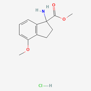molecular formula C12H16ClNO3 B2737152 methyl 1-amino-4-methoxy-2,3-dihydro-1H-indene-1-carboxylate hydrochloride CAS No. 2137662-22-5