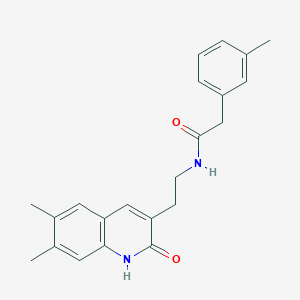 molecular formula C22H24N2O2 B2737168 N-[2-(6,7-dimethyl-2-oxo-1,2-dihydroquinolin-3-yl)ethyl]-2-(3-methylphenyl)acetamide CAS No. 851403-28-6