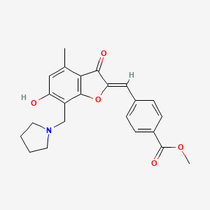 molecular formula C23H23NO5 B2737180 (Z)-methyl 4-((6-hydroxy-4-methyl-3-oxo-7-(pyrrolidin-1-ylmethyl)benzofuran-2(3H)-ylidene)methyl)benzoate CAS No. 903850-90-8