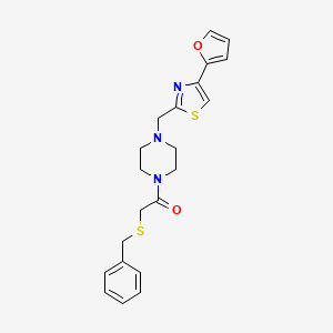 molecular formula C21H23N3O2S2 B2737205 2-(Benzylthio)-1-(4-((4-(furan-2-yl)thiazol-2-yl)methyl)piperazin-1-yl)ethanone CAS No. 1105233-00-8