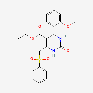molecular formula C21H22N2O6S B2737226 Ethyl 6-[(benzenesulfonyl)methyl]-4-(2-methoxyphenyl)-2-oxo-1,2,3,4-tetrahydropyrimidine-5-carboxylate CAS No. 866340-18-3