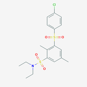 molecular formula C18H22ClNO4S2 B273725 3-(4-Chloro-benzenesulfonyl)-N,N-diethyl-2,5-dimethyl-benzenesulfonamide 