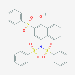 molecular formula C28H21NO7S3 B273728 N-(benzenesulfonyl)-N-[3-(benzenesulfonyl)-4-hydroxynaphthalen-1-yl]benzenesulfonamide 