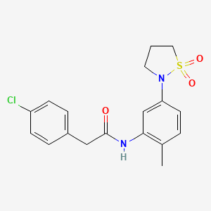molecular formula C18H19ClN2O3S B2737312 2-(4-chlorophenyl)-N-(5-(1,1-dioxidoisothiazolidin-2-yl)-2-methylphenyl)acetamide CAS No. 946261-18-3