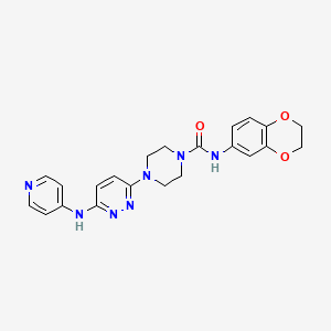 molecular formula C22H23N7O3 B2737318 N-(2,3-dihydro-1,4-benzodioxin-6-yl)-4-{6-[(pyridin-4-yl)amino]pyridazin-3-yl}piperazine-1-carboxamide CAS No. 1021214-44-7