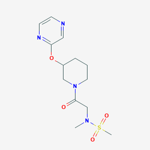 molecular formula C13H20N4O4S B2737412 N-methyl-N-(2-oxo-2-(3-(pyrazin-2-yloxy)piperidin-1-yl)ethyl)methanesulfonamide CAS No. 2034252-58-7