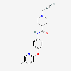 molecular formula C21H23N3O2 B2737474 N-{4-[(5-methylpyridin-2-yl)oxy]phenyl}-1-(prop-2-yn-1-yl)piperidine-4-carboxamide CAS No. 1376368-47-6